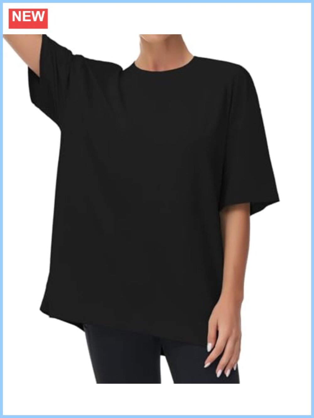 Women's Oversized Cotton Blend Crewneck Short Sleeve Tee, Relaxed Fit Shirt,